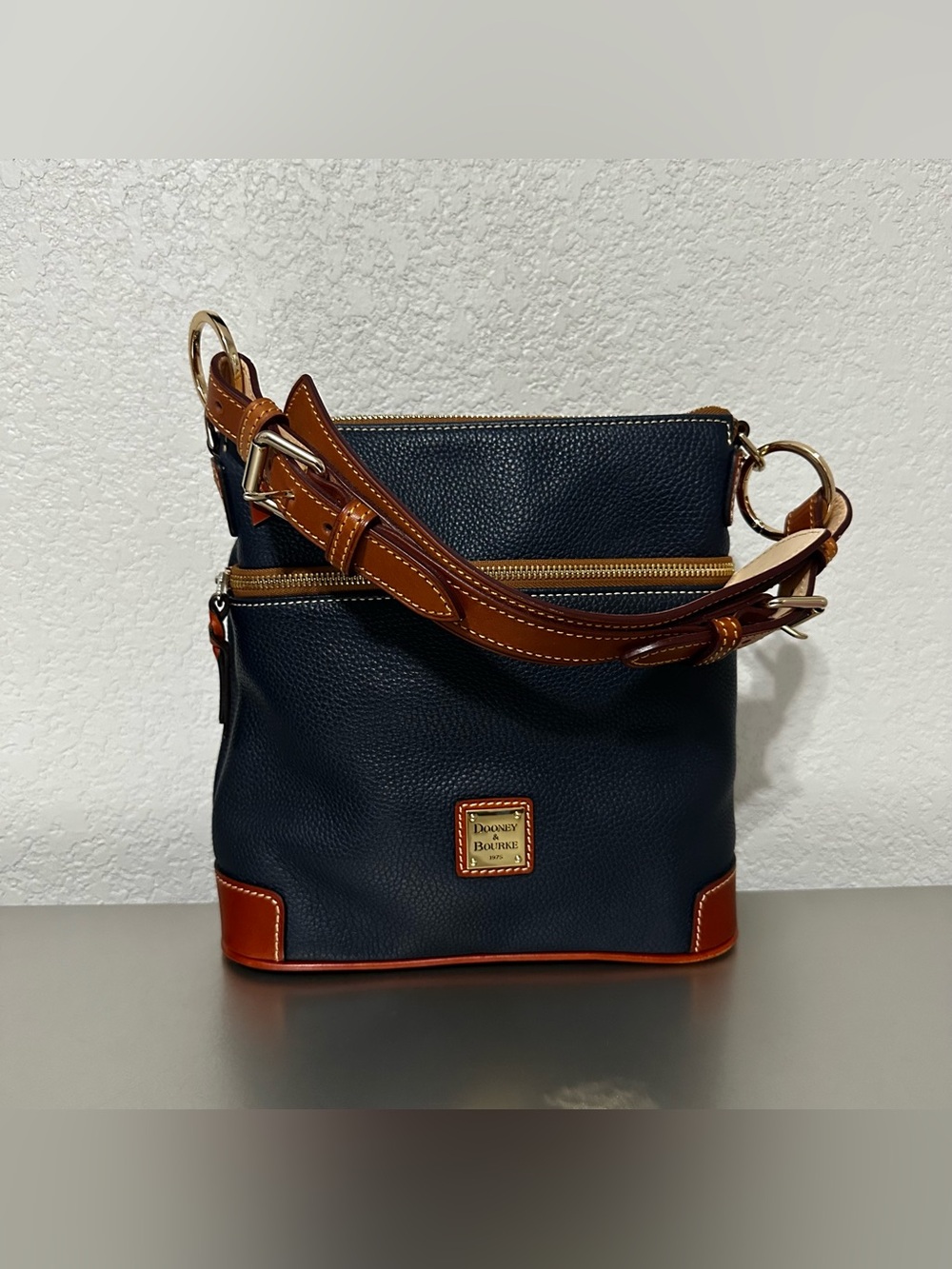 Dooney & Bourke Navy Pebbled Leather Crossbody Shoulder Bag